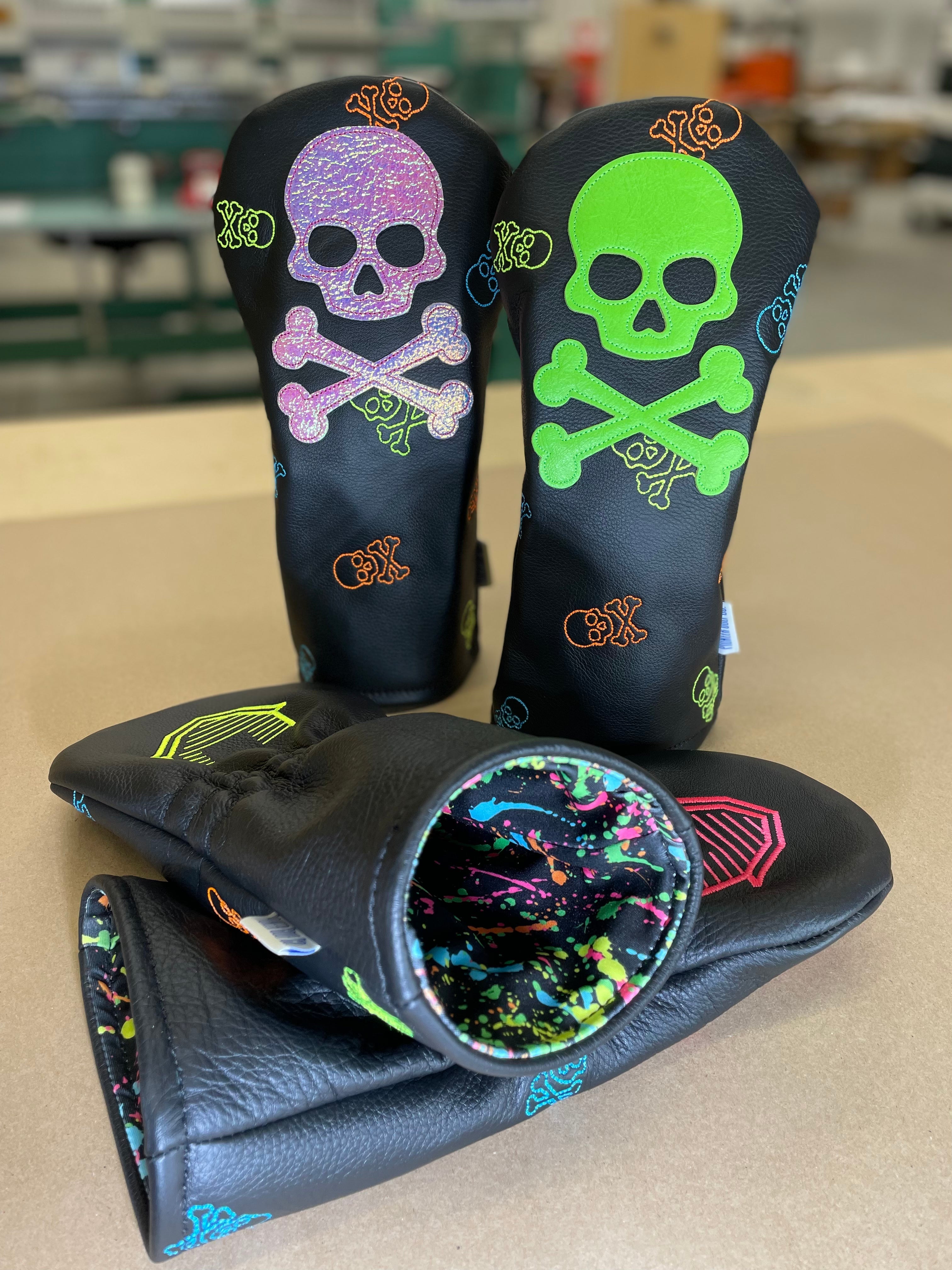 Leather Neon Skull Driver Headcover