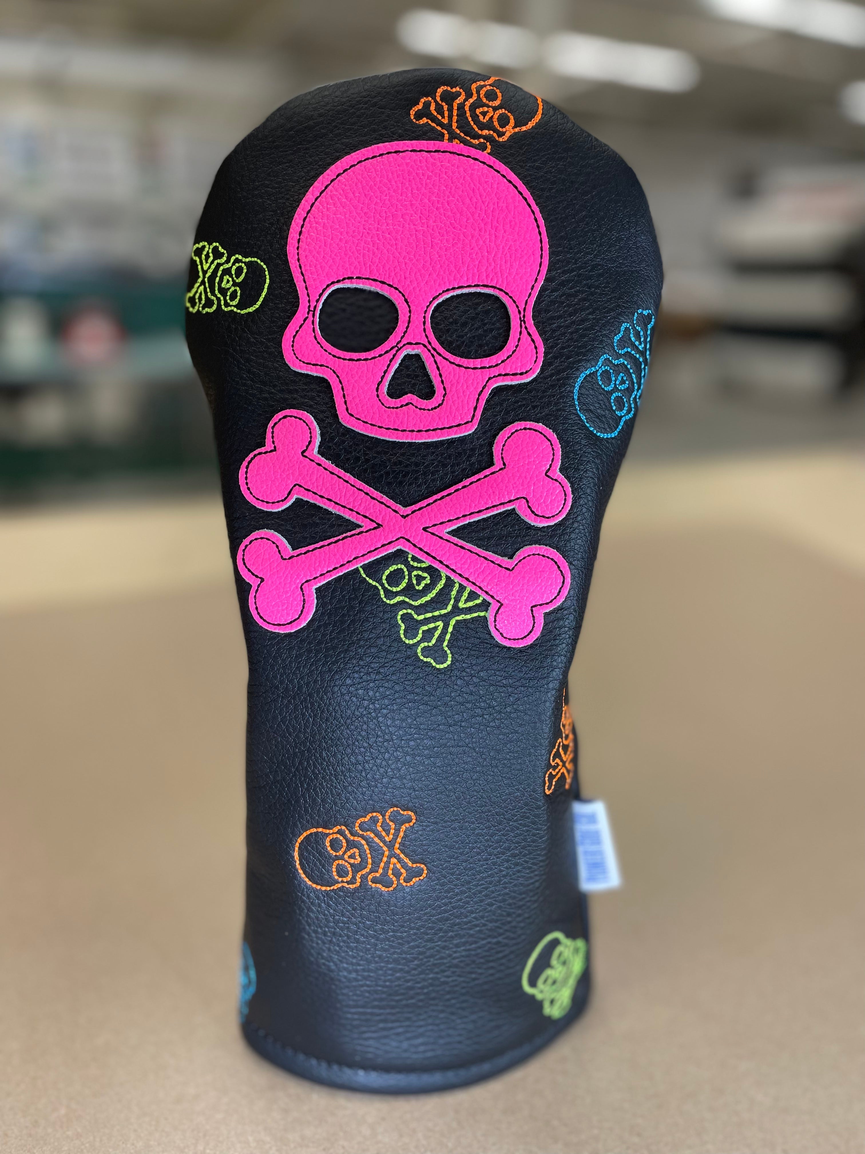 Leather Neon Skull Driver Headcover