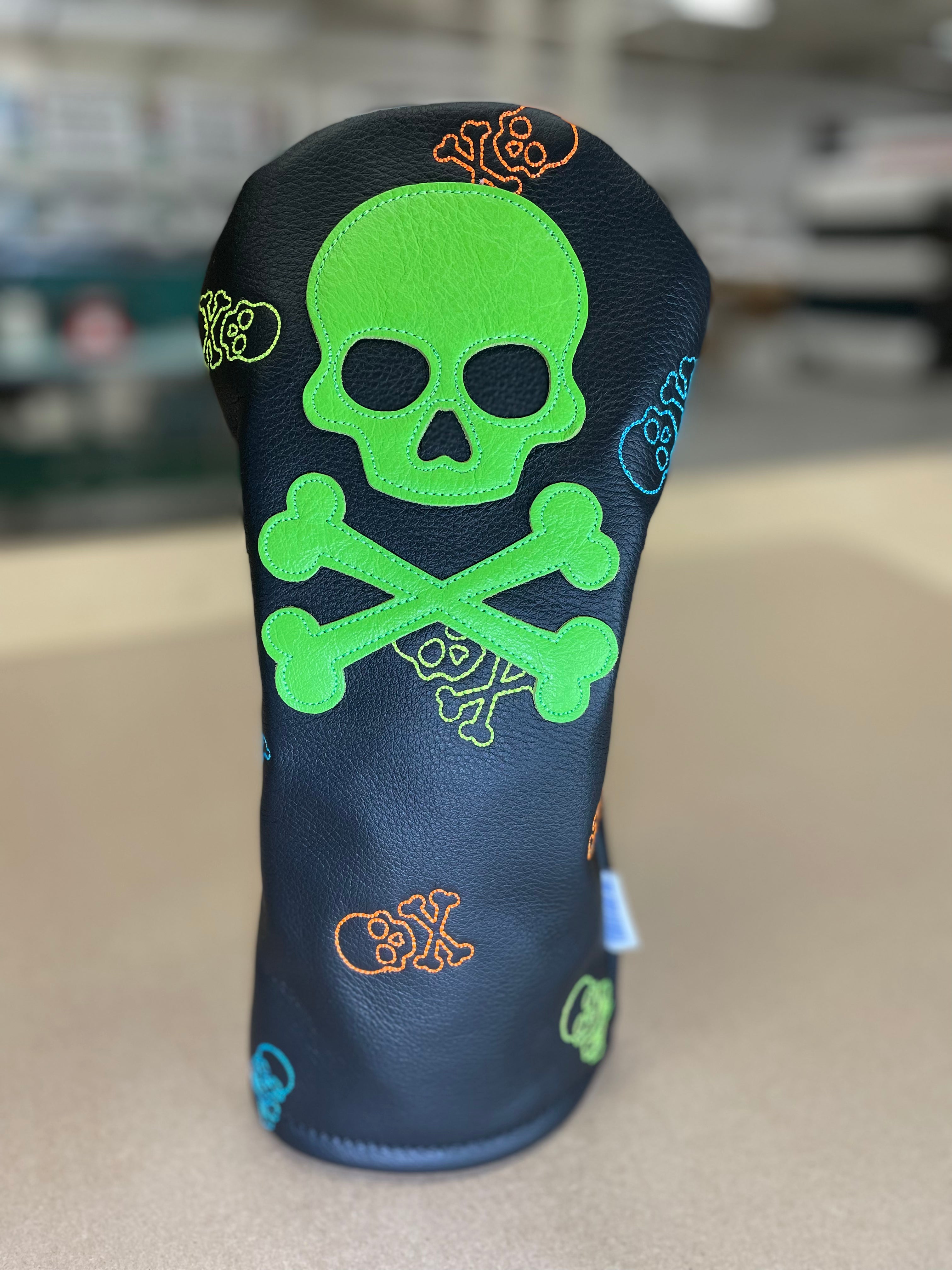 Leather Neon Skull Driver Headcover